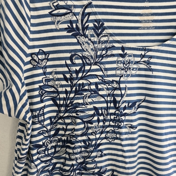 St John's Bay Blouse Women PXL Floral Short Sleeve Embroidery Lightweight - Picture 6 of 10